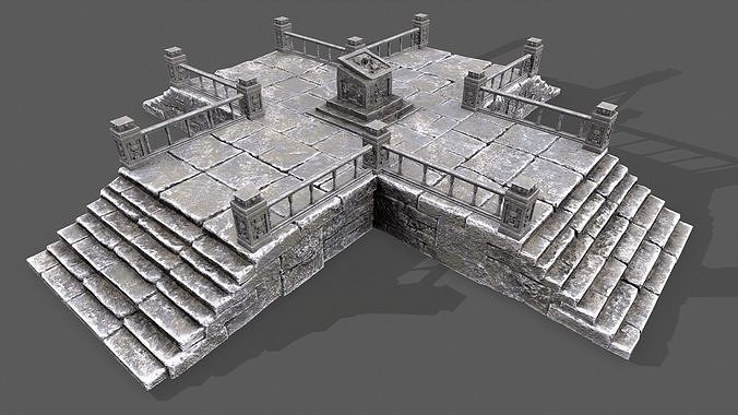 Skull Temple Set Low-poly 3D model