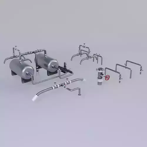 Industrial Pipes Assembly Pack Low-Poly 3D model