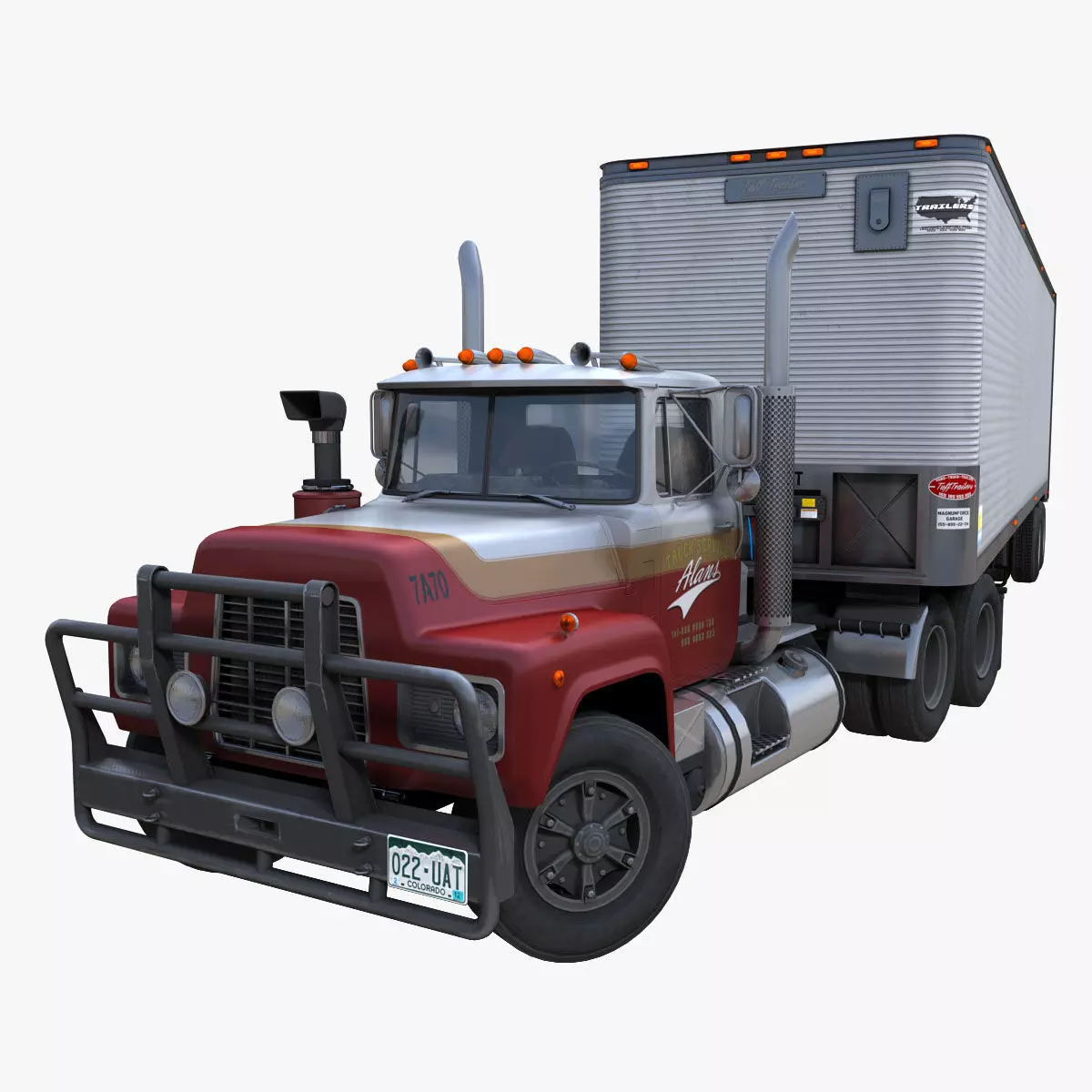Industrial van semitruck trailer Low-poly 3D model