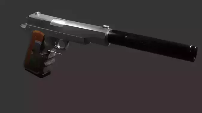  silverballer gun Game ready Low-poly 3D model