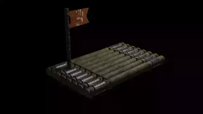 3Wrap Low Poly 3dModel pile of barrels with flag on top