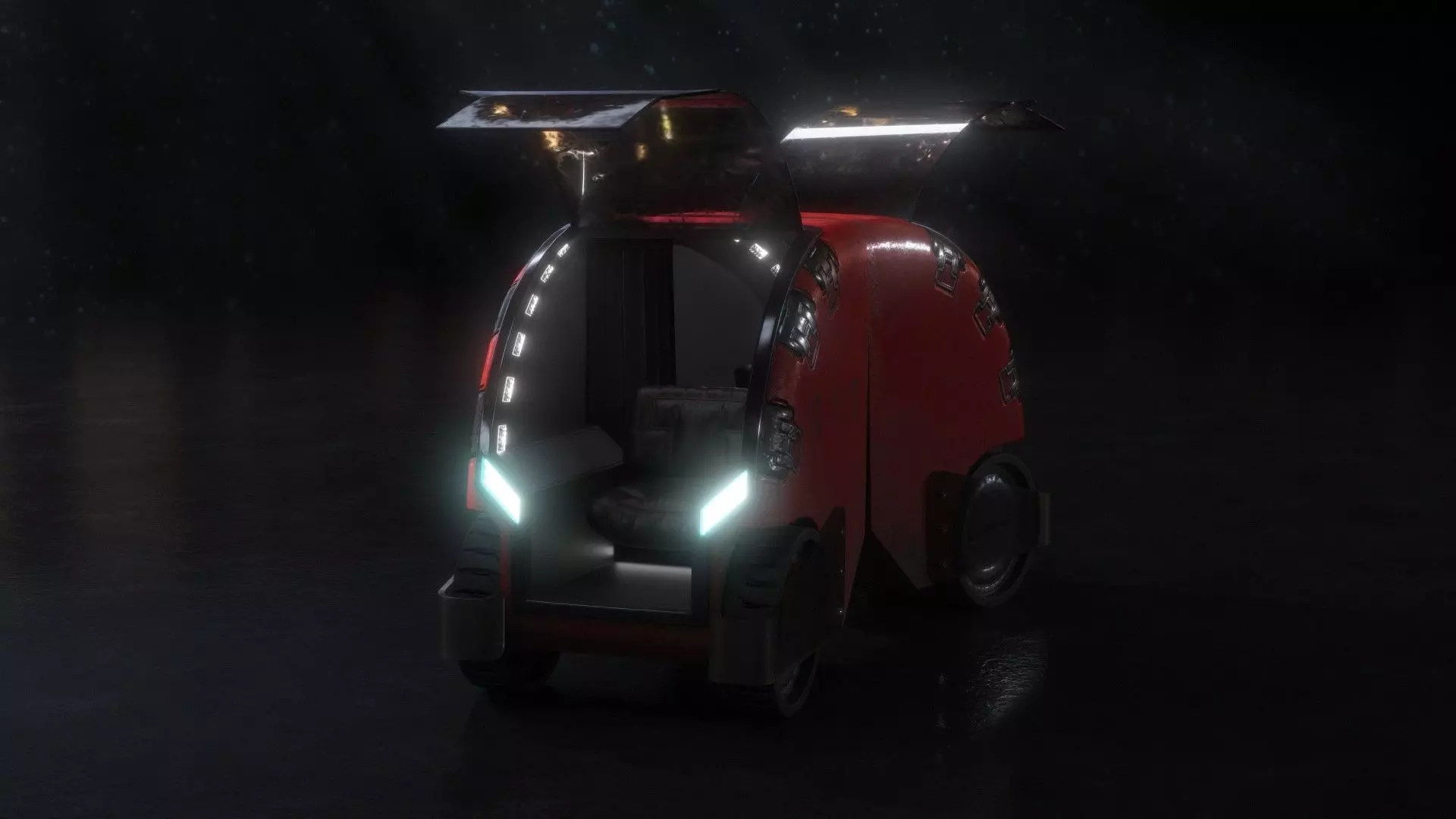 Sci fi Pillbug self-driving car 3D model_0