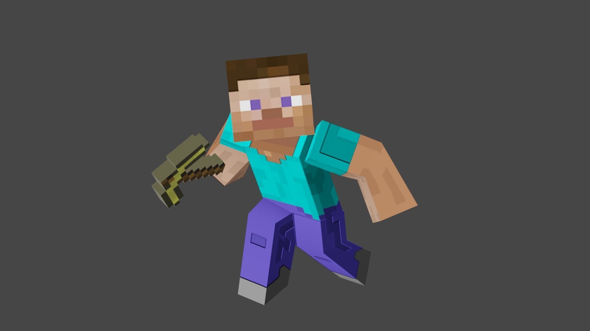 MINECRAFT ALEX - STEVE - ZOMBI RIGGED PACK Low-poly 3D model_15