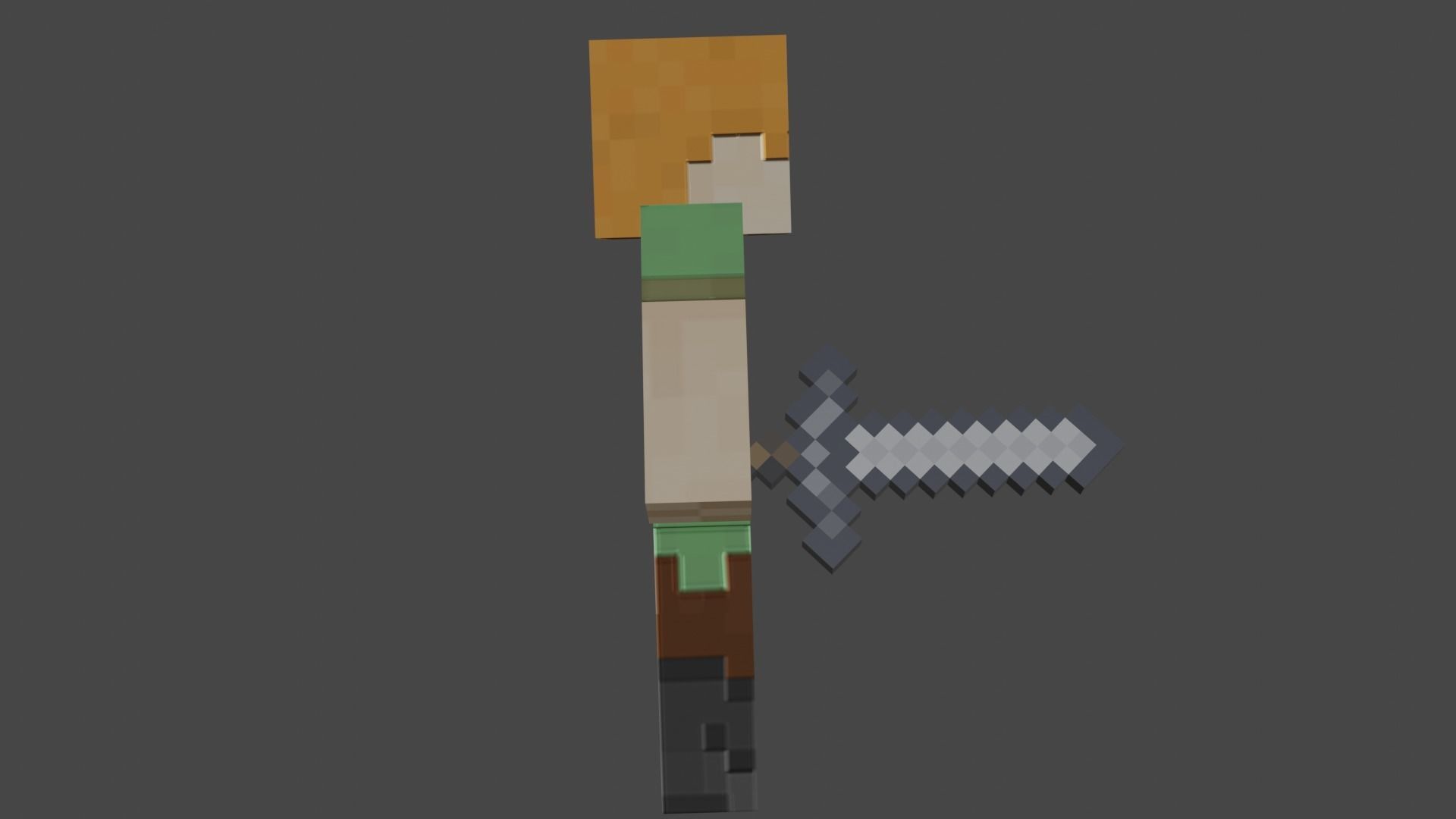 MINECRAFT ALEX - STEVE - ZOMBI RIGGED PACK Low-poly 3D model_32