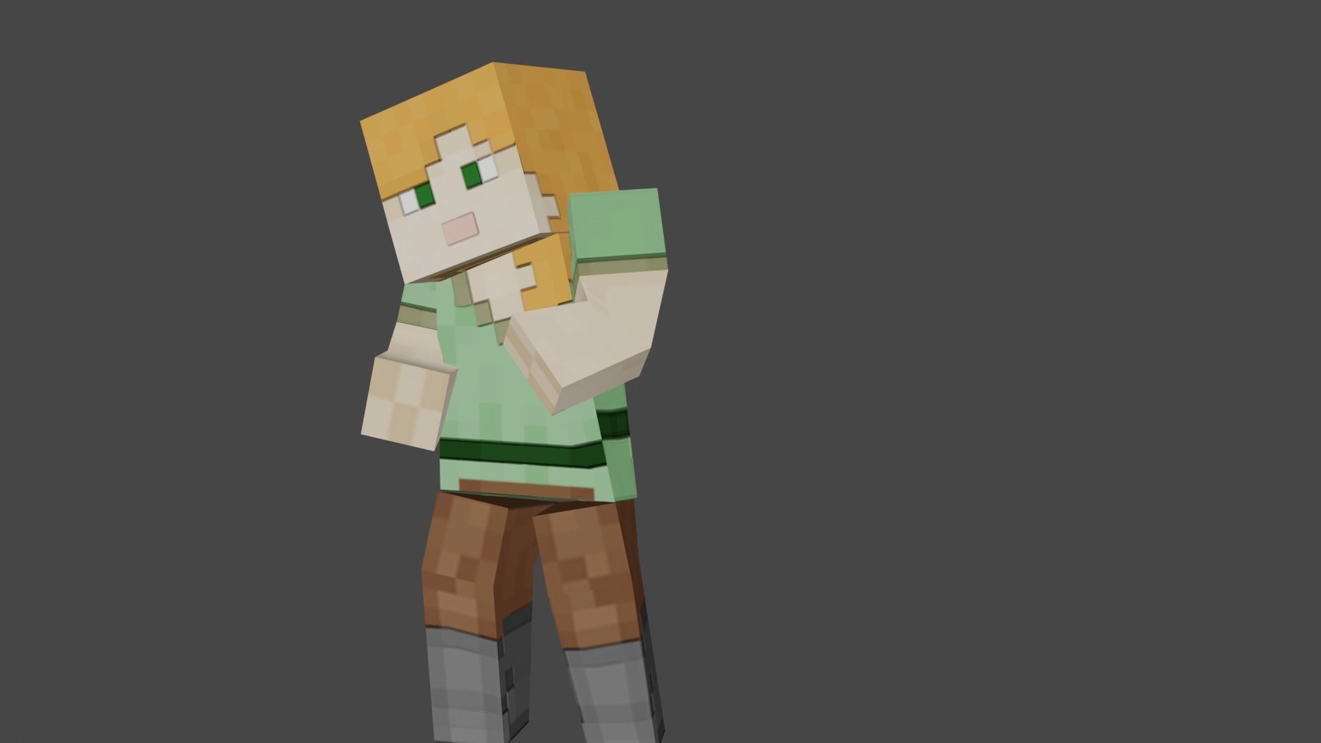 MINECRAFT ALEX - STEVE - ZOMBI RIGGED PACK Low-poly 3D model_33