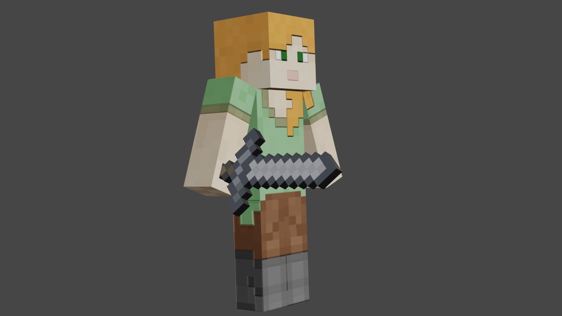 MINECRAFT ALEX - STEVE - ZOMBI RIGGED PACK Low-poly 3D model_25