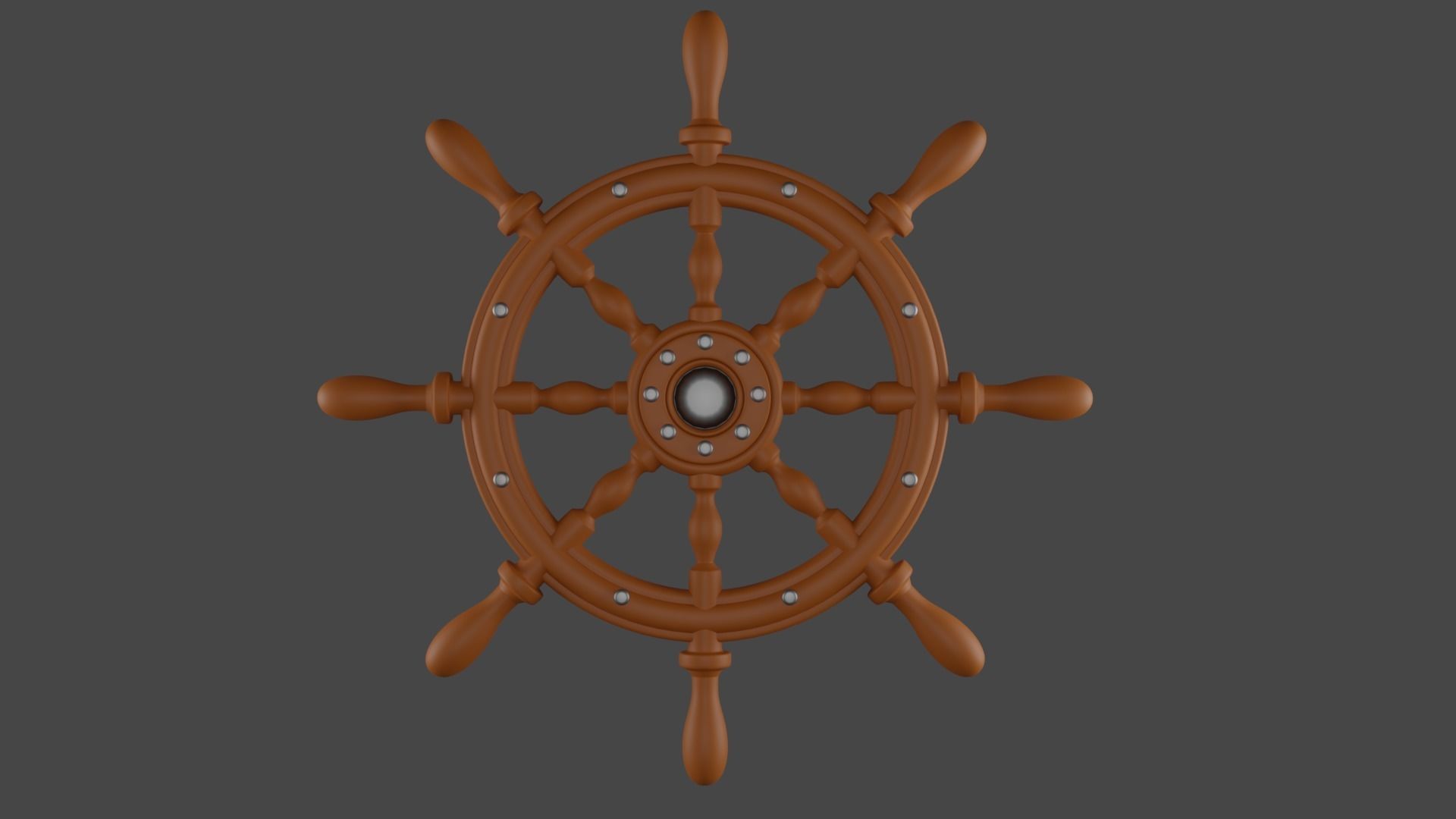 Rudder wooden ship wheel Low-poly 3D model_3