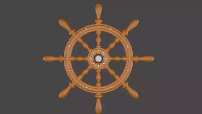 Rudder wooden ship wheel Low-poly 3D model