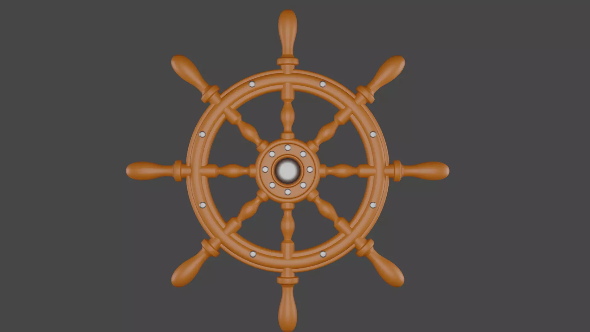 Rudder wooden ship wheel Low-poly 3D model_0