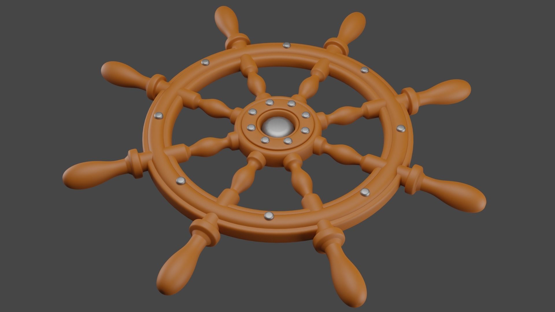 Rudder wooden ship wheel Low-poly 3D model_1