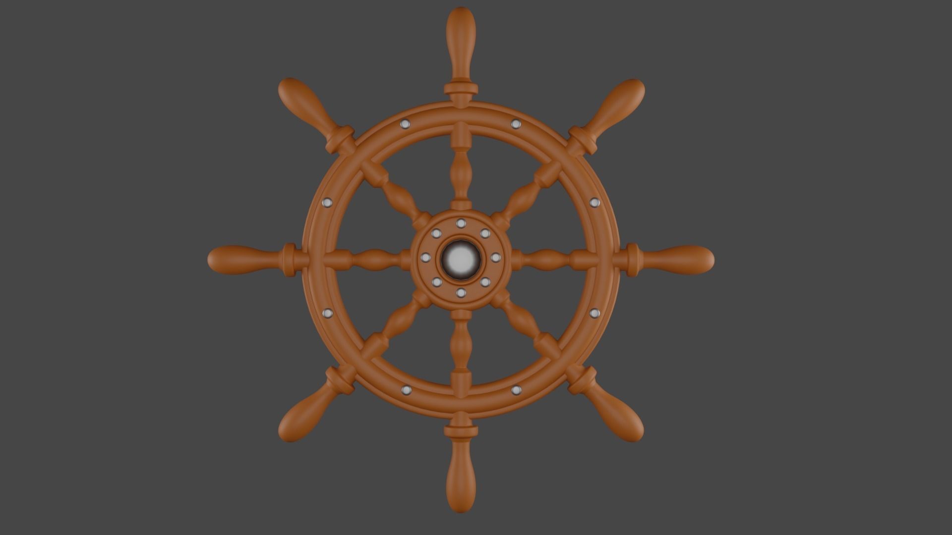 Rudder wooden ship wheel Low-poly 3D model_2