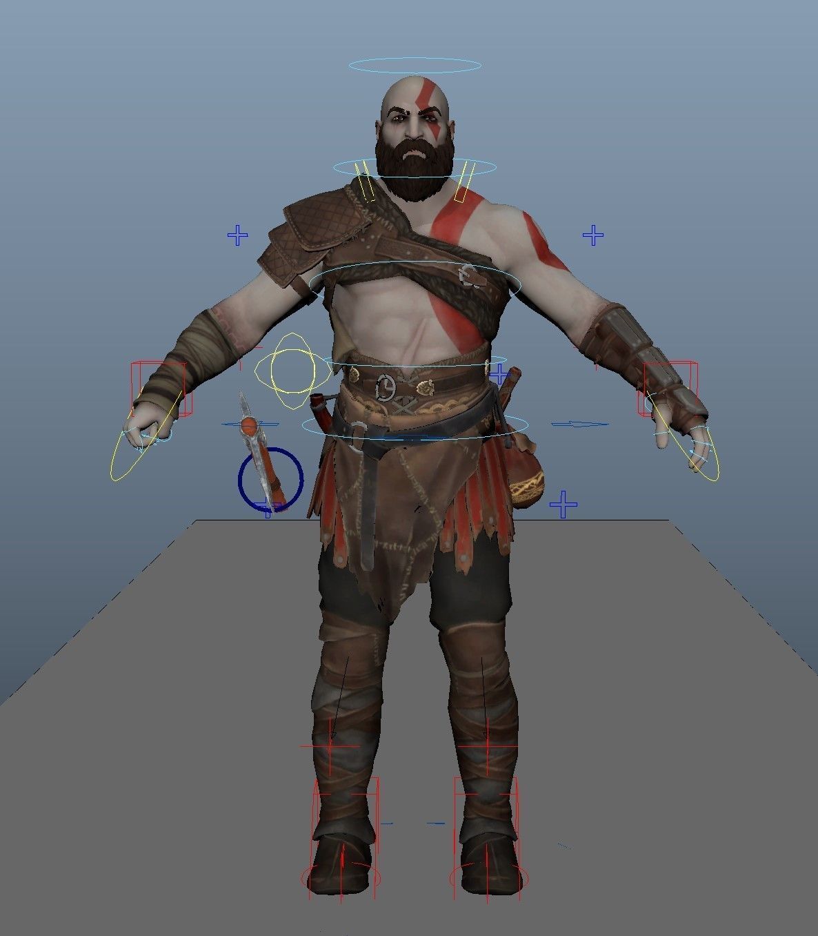 Rig Kratos from God of war 3D model_2