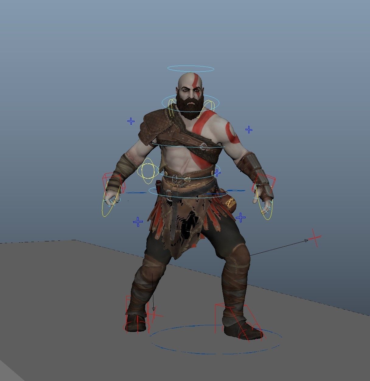 Rig Kratos from God of war 3D model_4