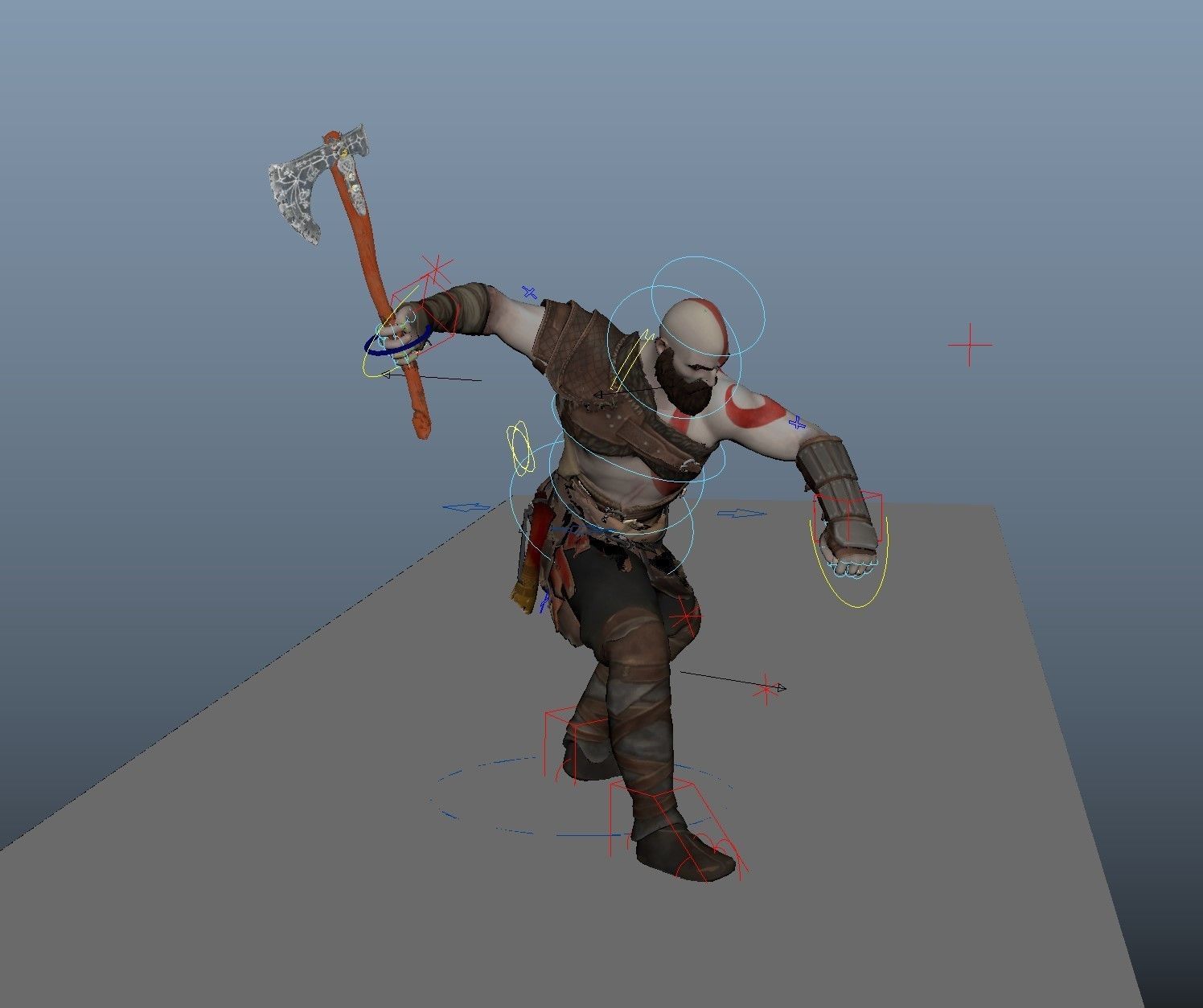 Rig Kratos from God of war 3D model_3