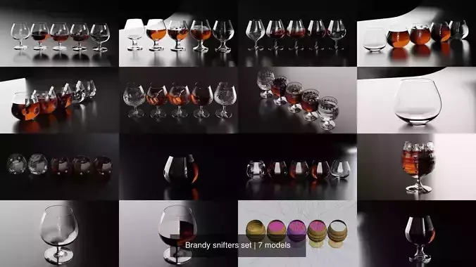 Brandy snifters set 3D Model Collection