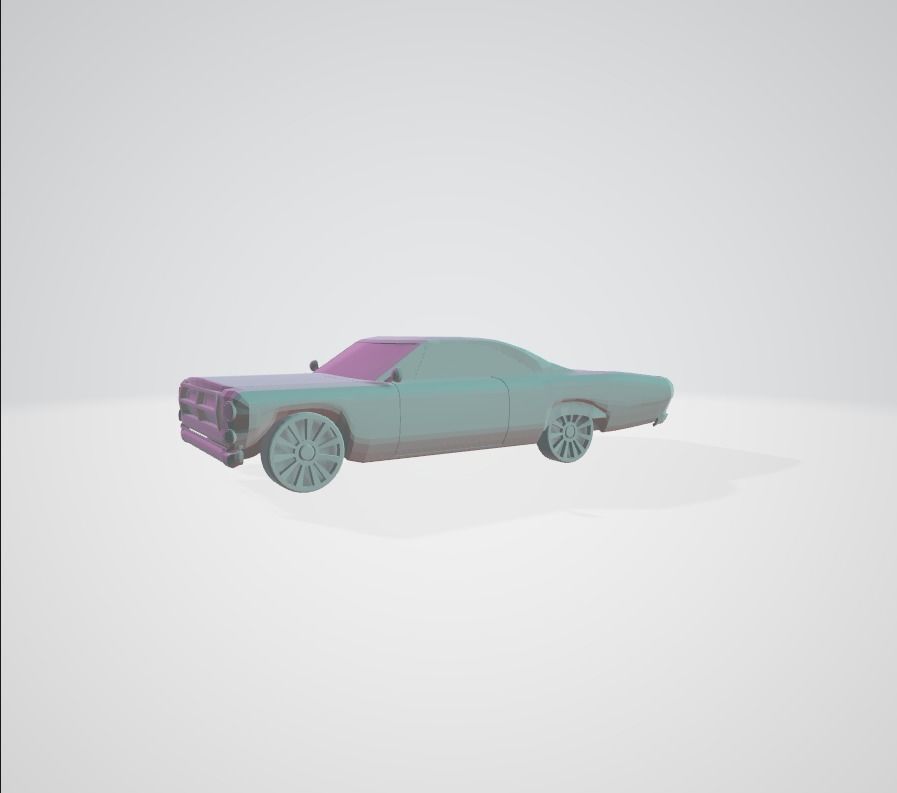 Lowrider car Low-poly 3D model_4