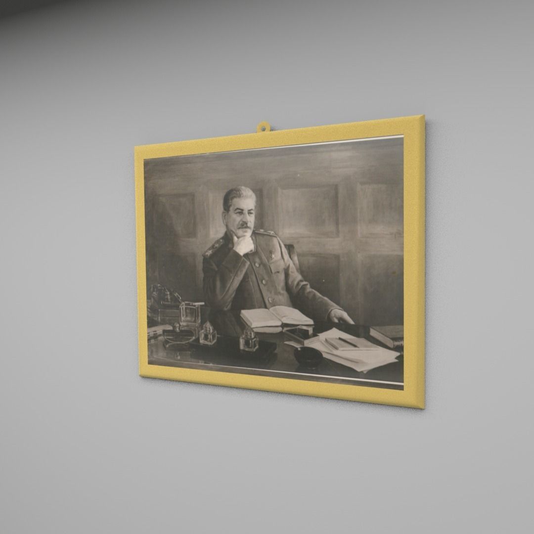 Portrait of stalin 1948 Low-poly 3D model_1