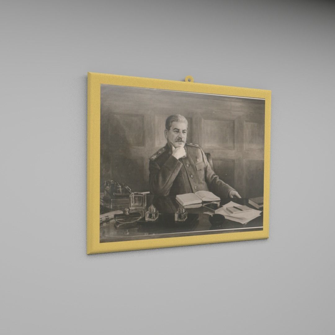 Portrait of stalin 1948 Low-poly 3D model_3