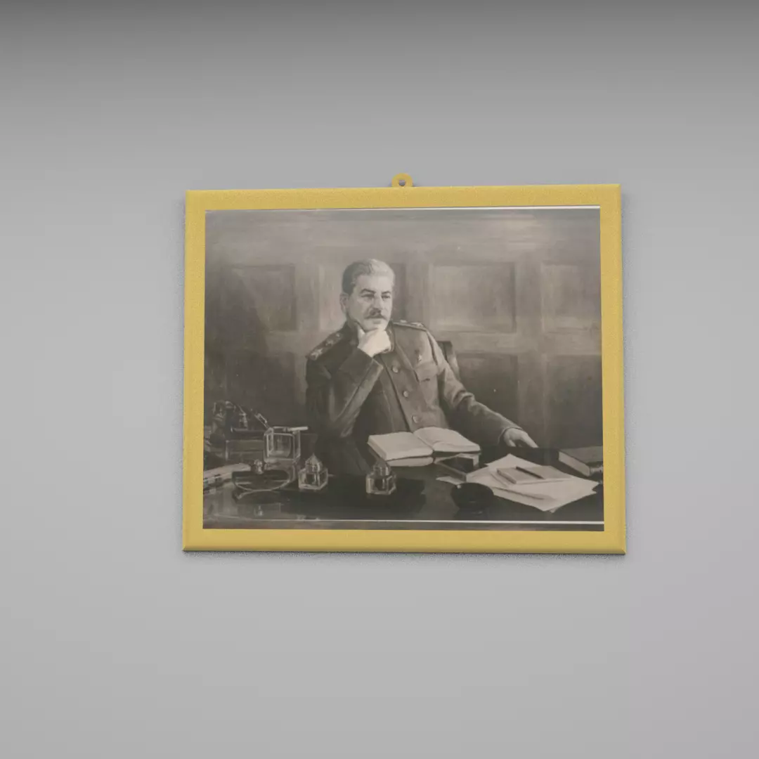 Portrait of stalin 1948 Low-poly 3D model_0