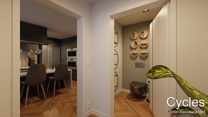Luxury one bedroom apartment Low-poly 3D model 7