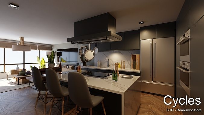 Luxury one bedroom apartment Low-poly 3D model 5