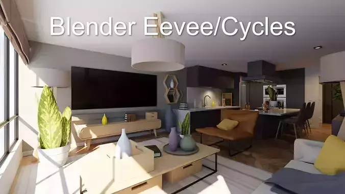 Luxury one bedroom apartment Low-poly 3D model