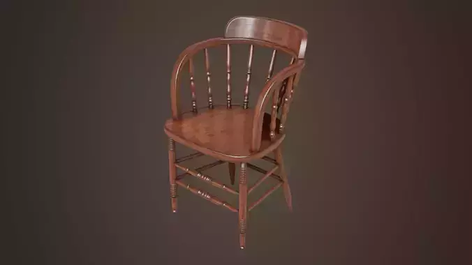 Old victorian chair Low-poly 3D model