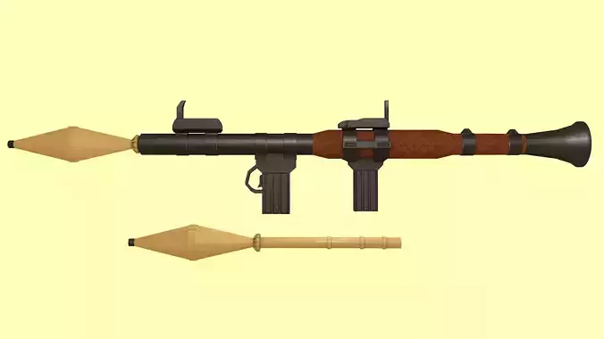 Bazooka gun with wooden handle 3D model