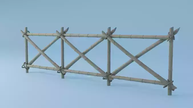 Fence Set Low Poly Game Ready Low-poly 3D model barbed wire