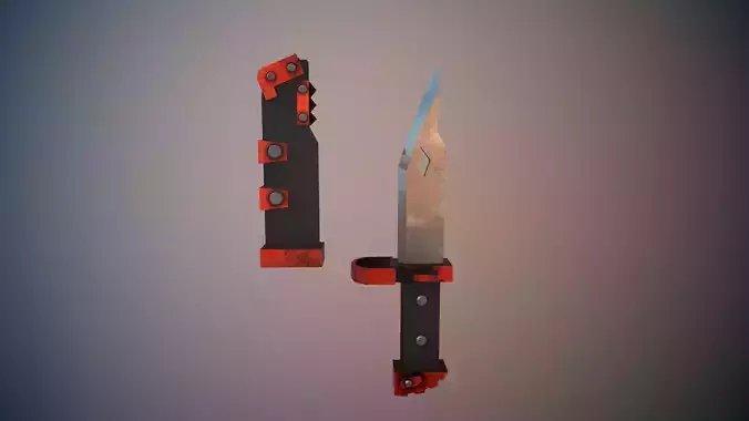 Stylized LowPoly Knife and Case Free low-poly 3D model