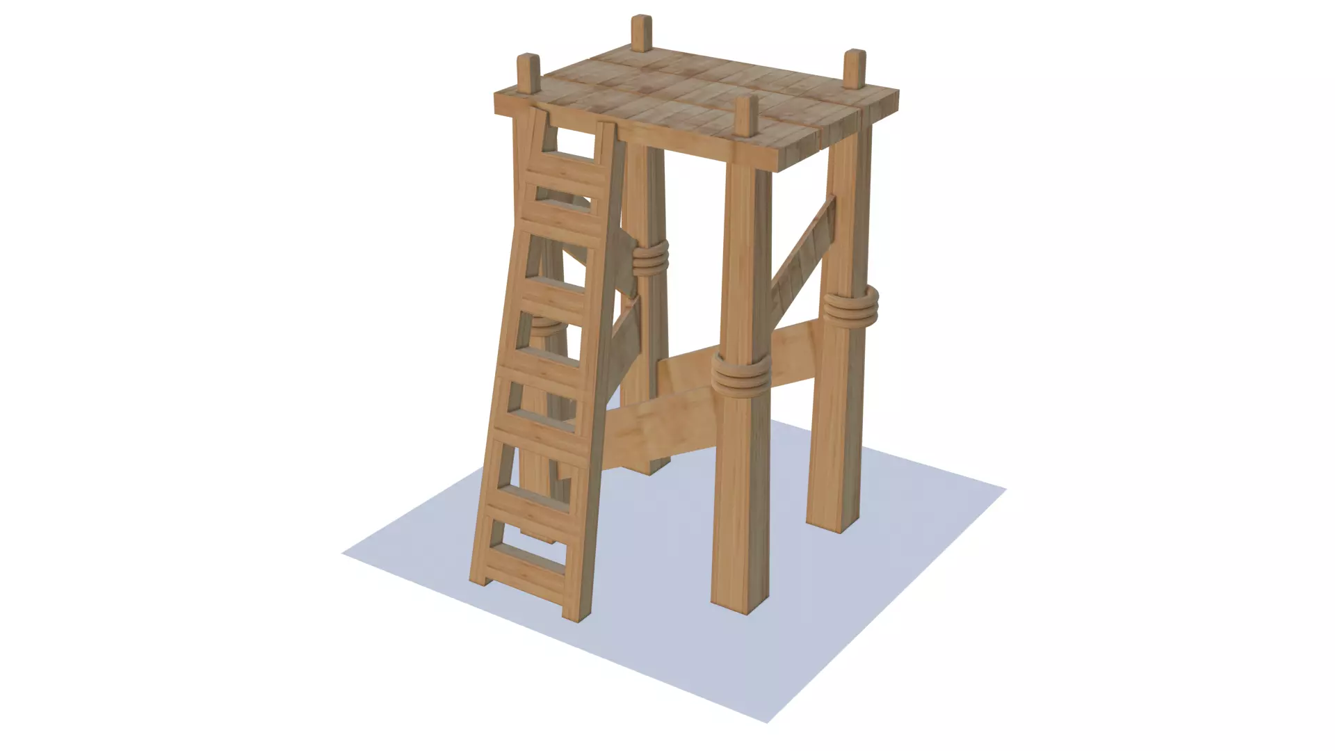 lowpoly art wooden ladder Low-poly 3D model_0
