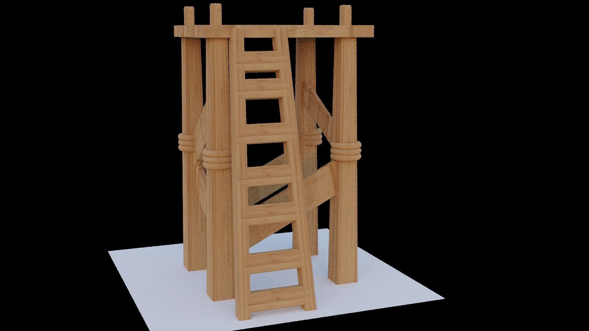 lowpoly art wooden ladder Low-poly 3D model_3