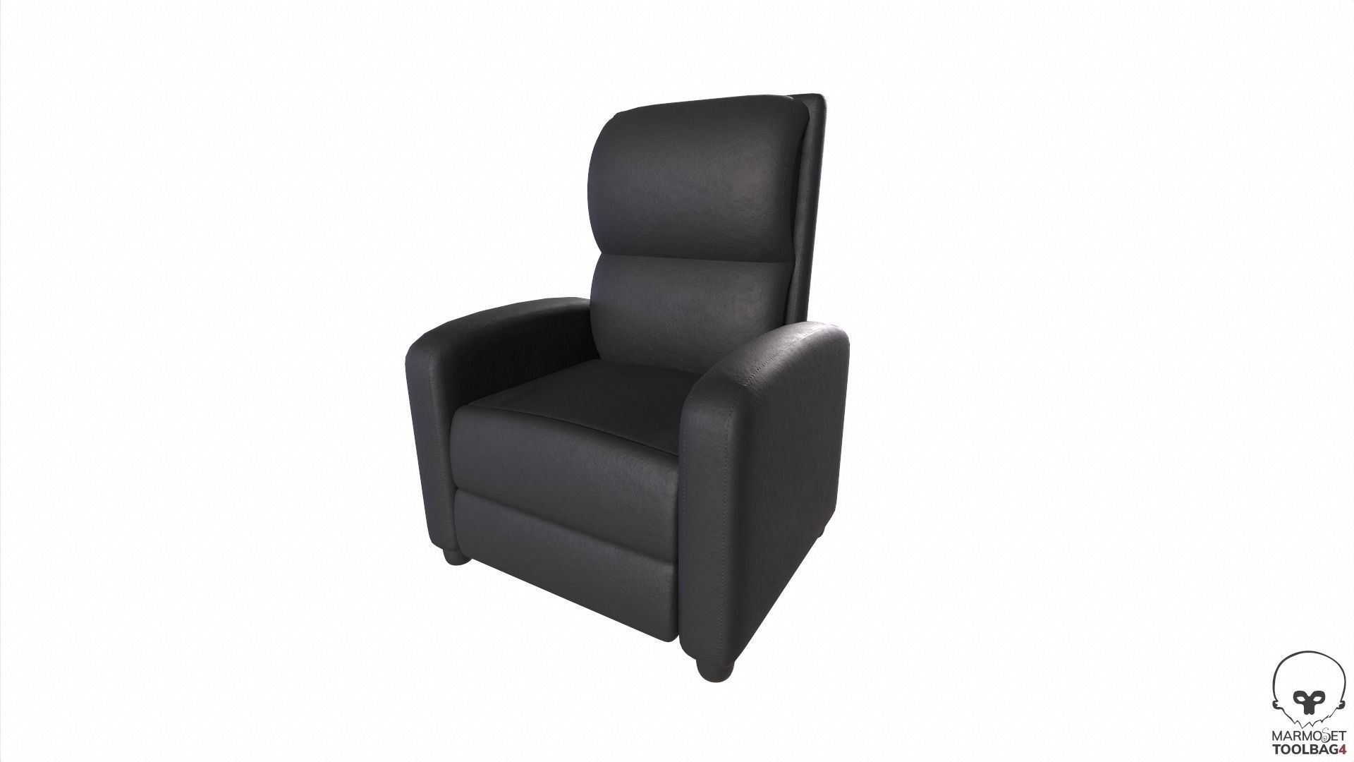 Leather Recliner Chair Low-poly 3D model_4