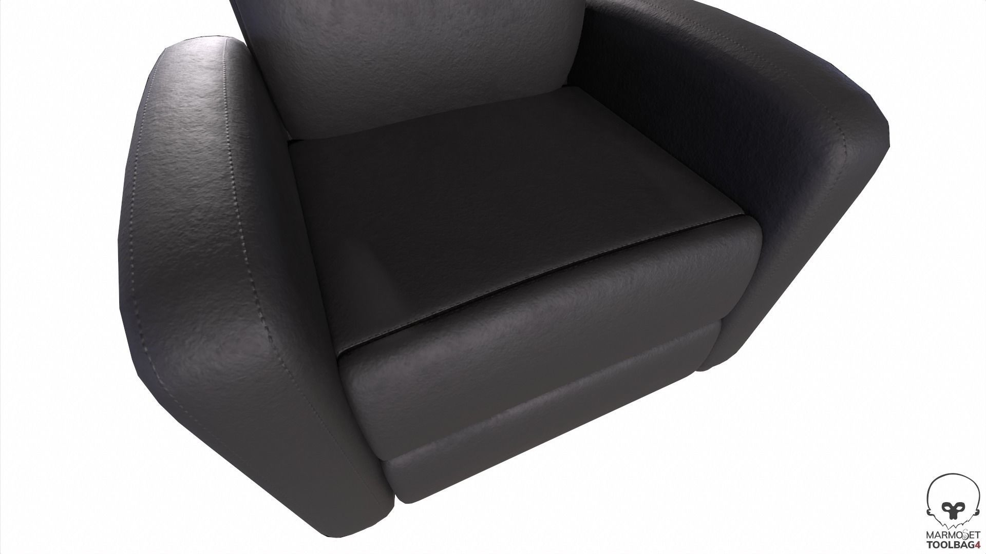 Leather Recliner Chair Low-poly 3D model_8