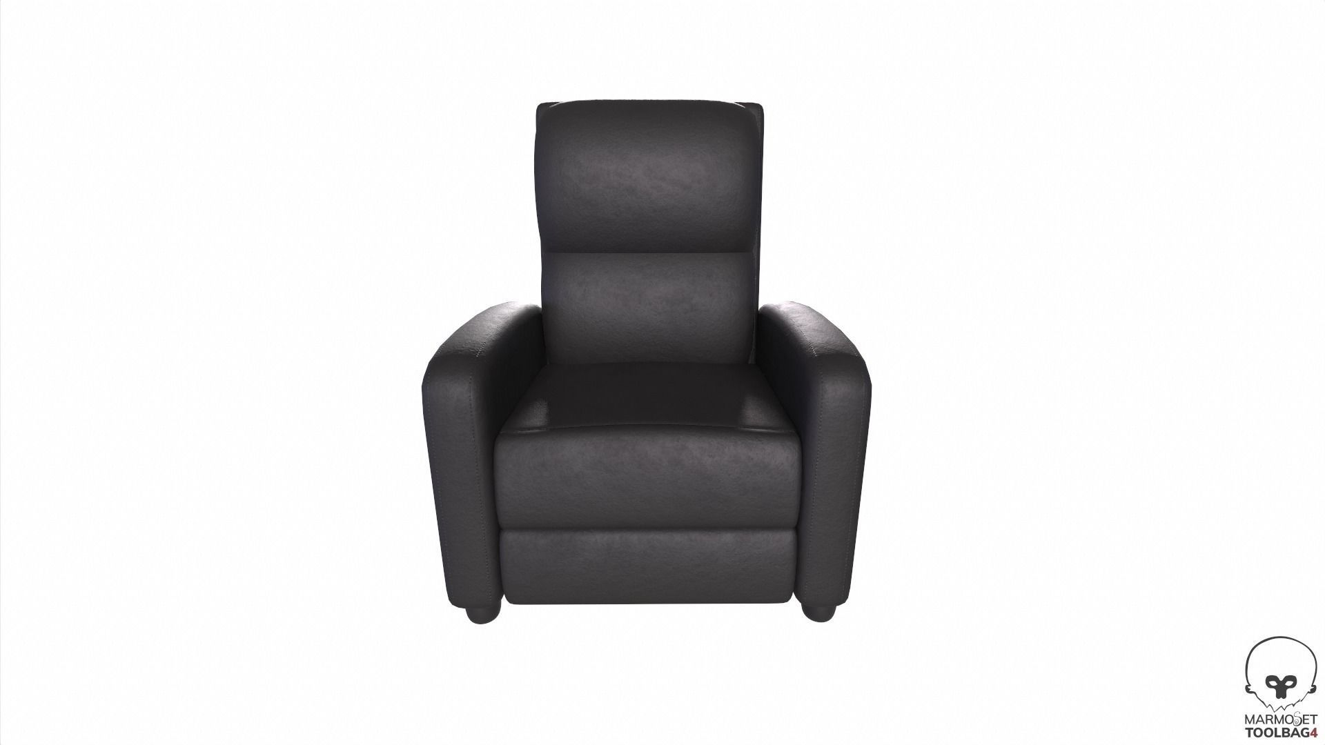 Leather Recliner Chair Low-poly 3D model_3