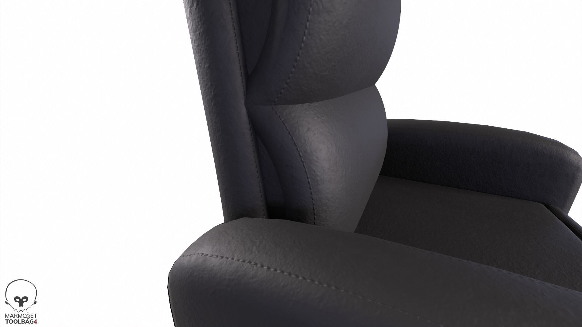 Leather Recliner Chair Low-poly 3D model_6