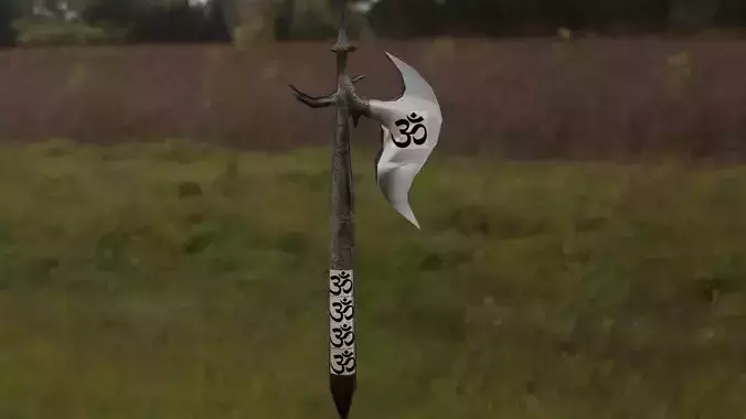 AXE LOW POLY sword in middle of field Texture