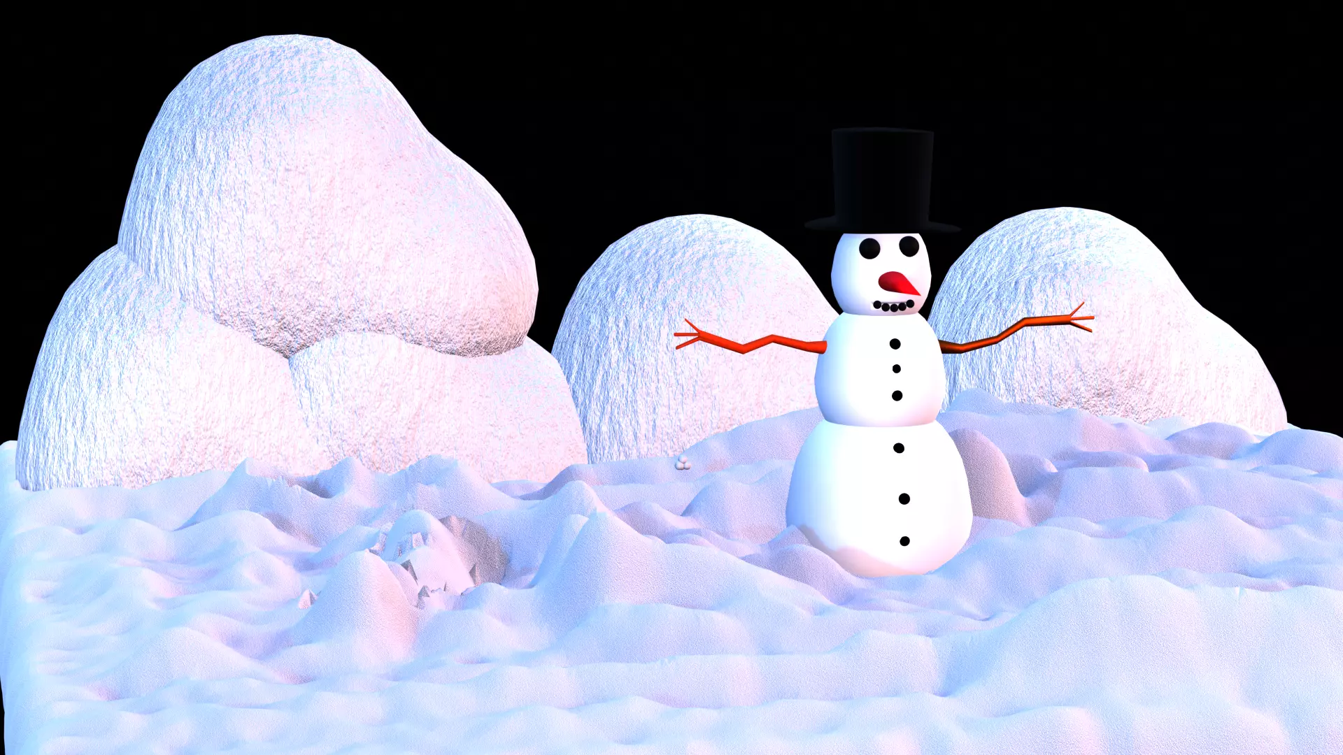 SNOWMAN in snow Low-poly 3D model_0