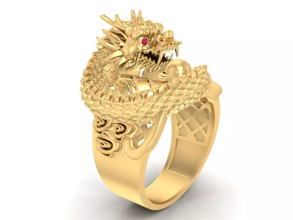 Chinese Coiled Dragon Power Ring 926 3D print model