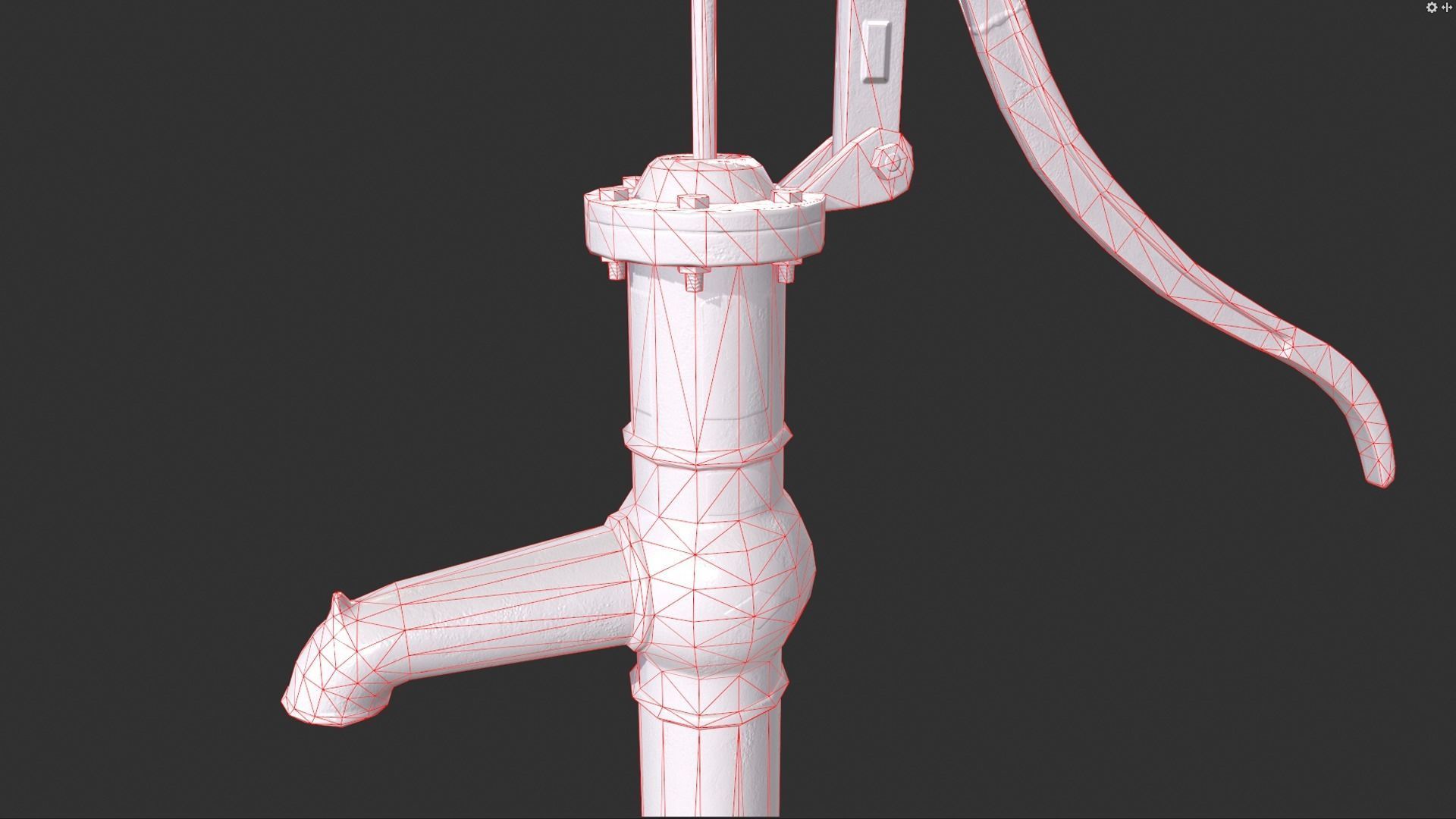 Hand Water Pump Low-poly 3D model_10