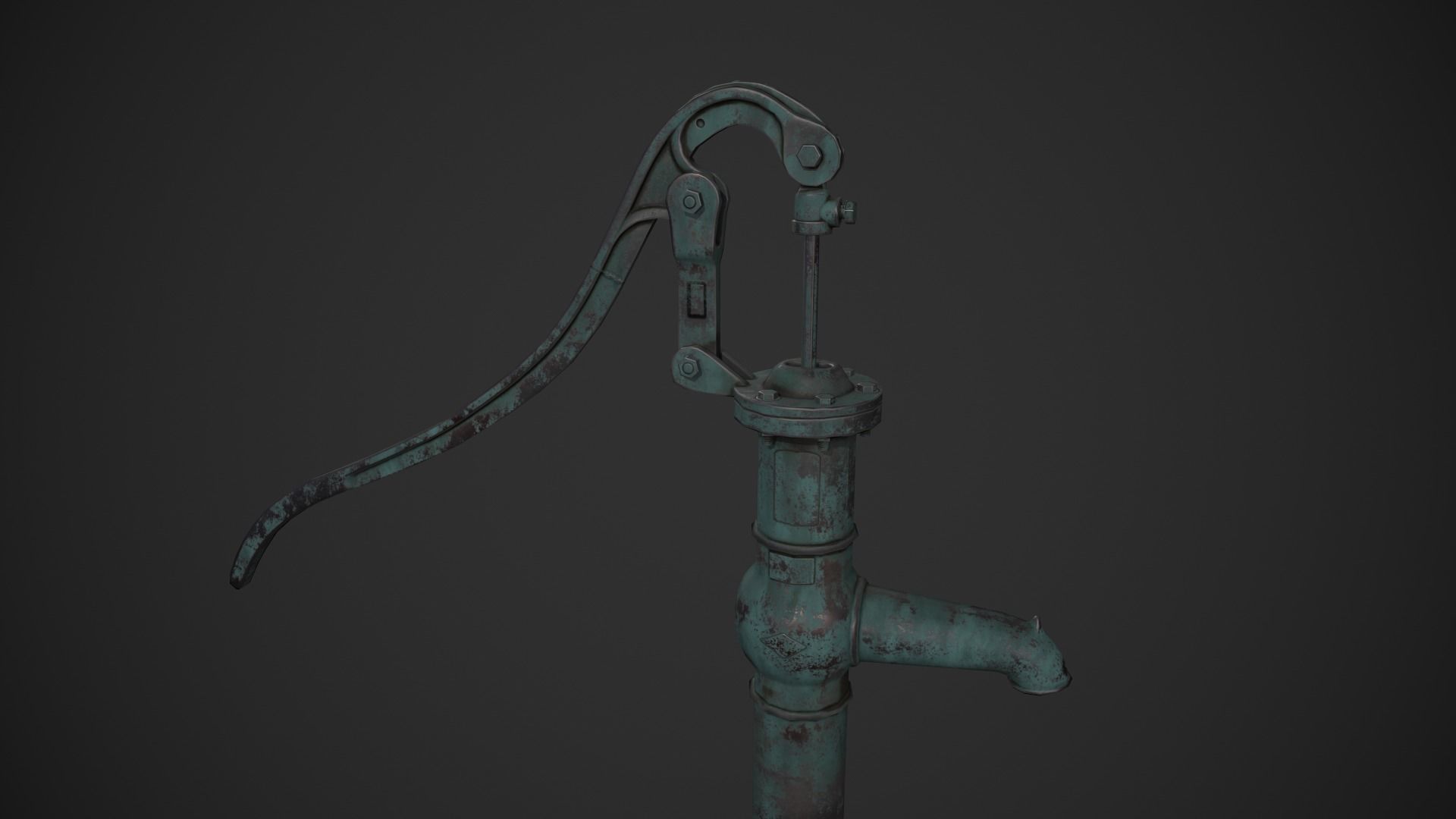 Hand Water Pump Low-poly 3D model_7