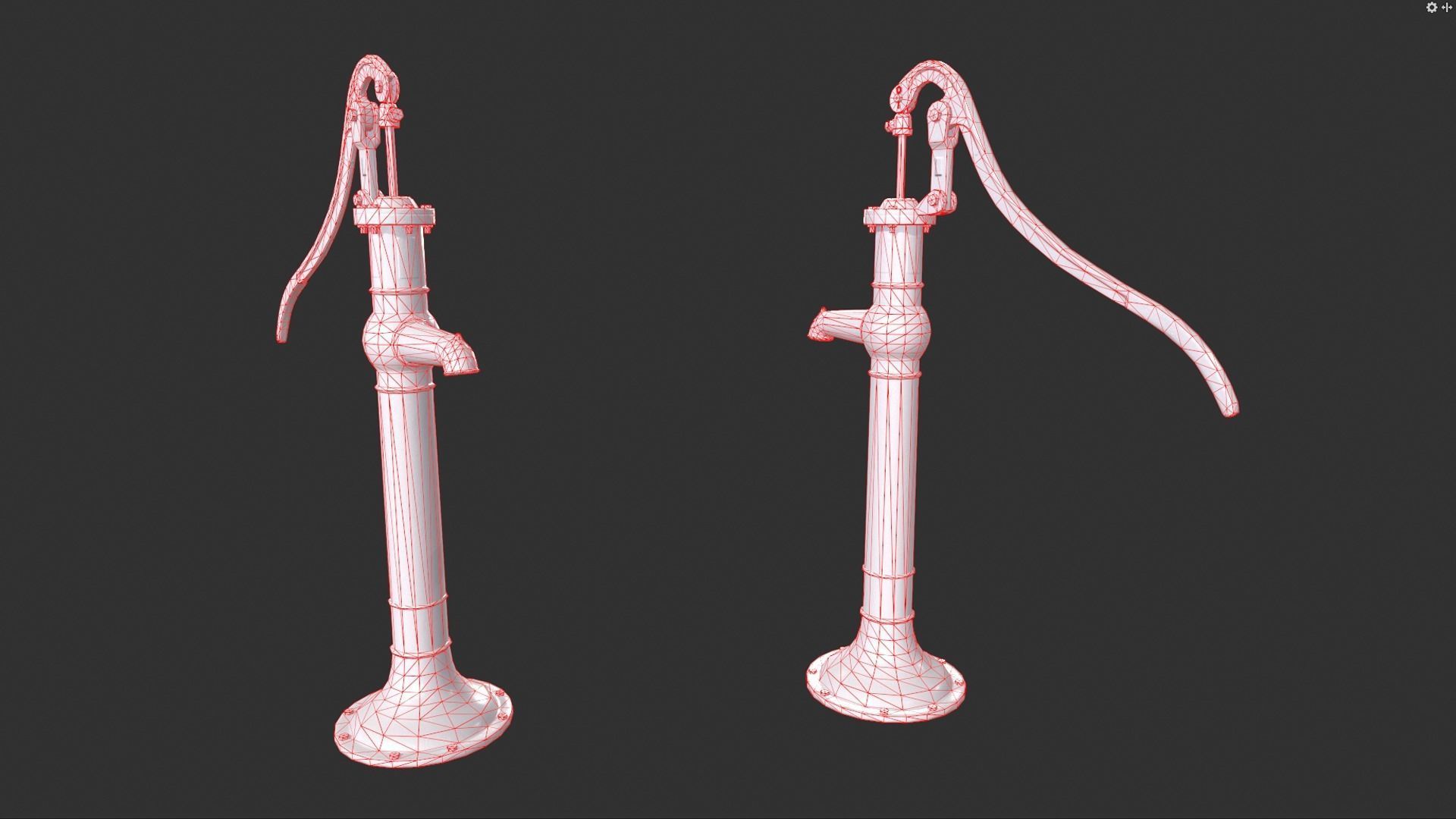 Hand Water Pump Low-poly 3D model_6