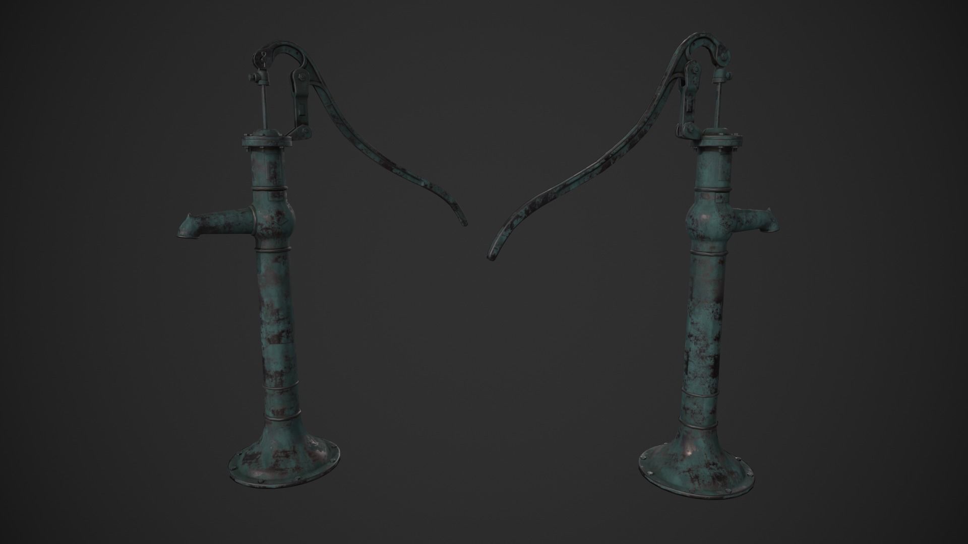 Hand Water Pump Low-poly 3D model_3