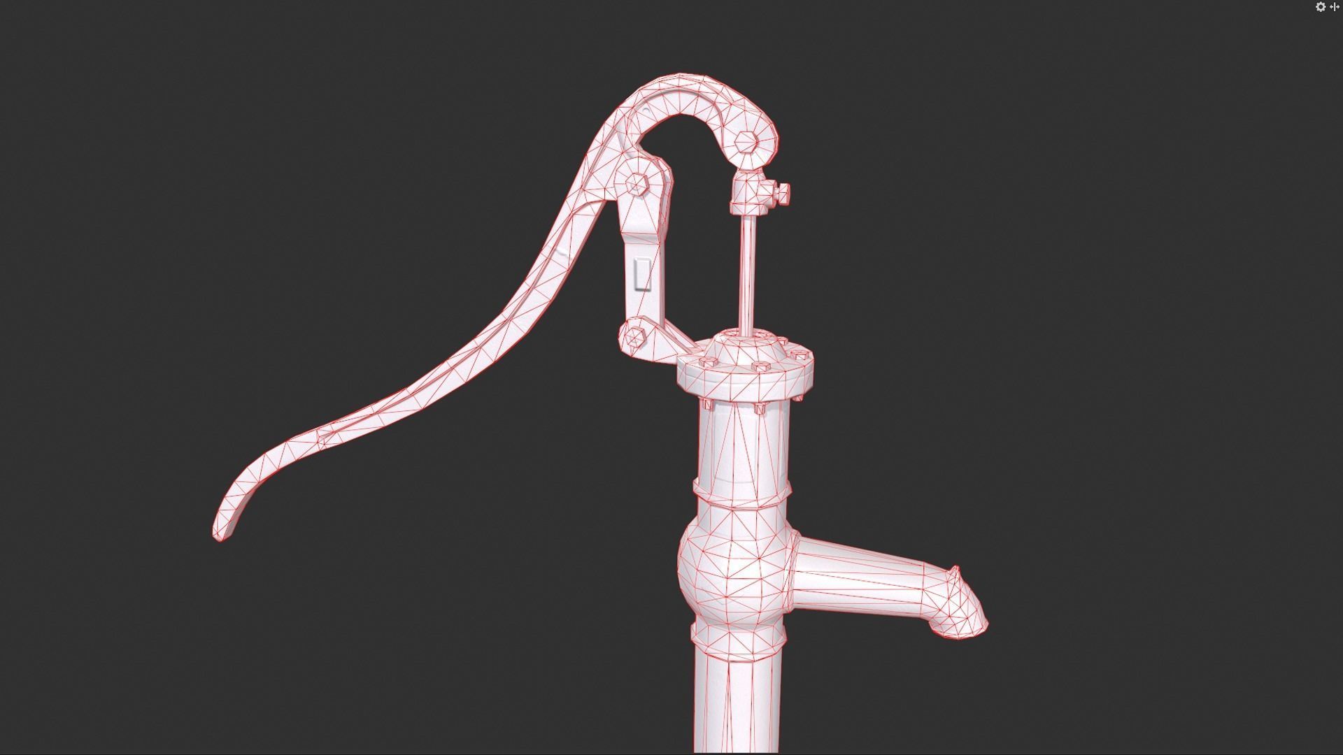 Hand Water Pump Low-poly 3D model_8