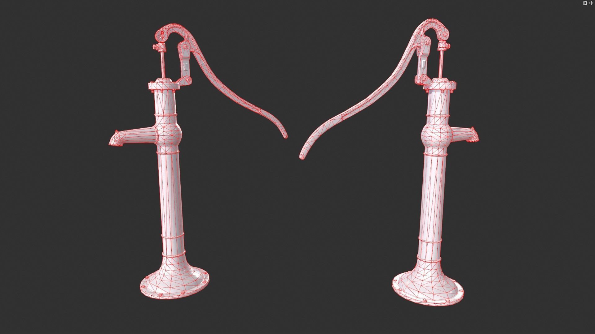 Hand Water Pump Low-poly 3D model_4