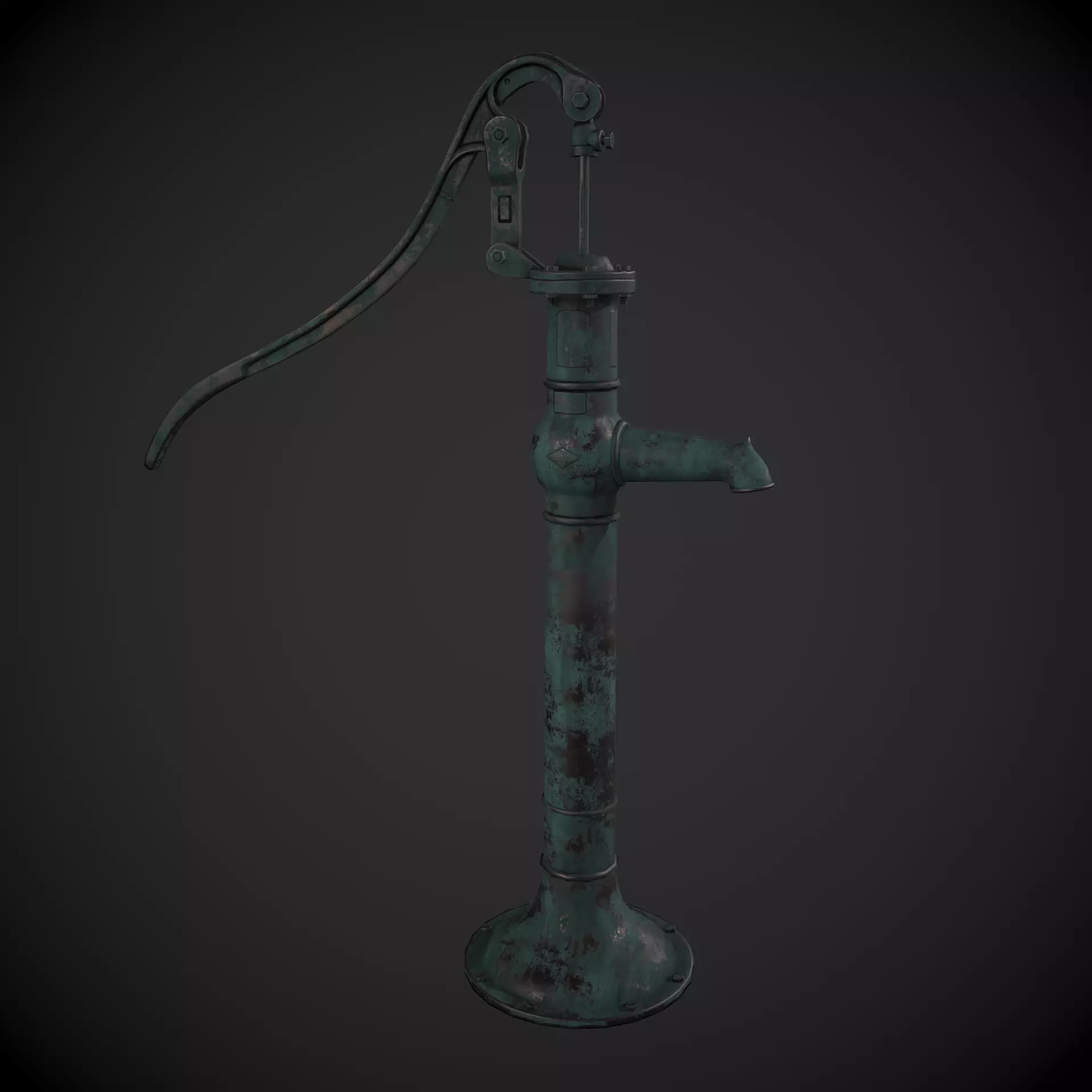 Hand Water Pump Low-poly 3D model_0