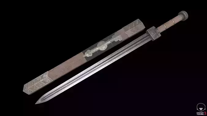 Ancient Chinese Jian Sword Low-poly 3D model