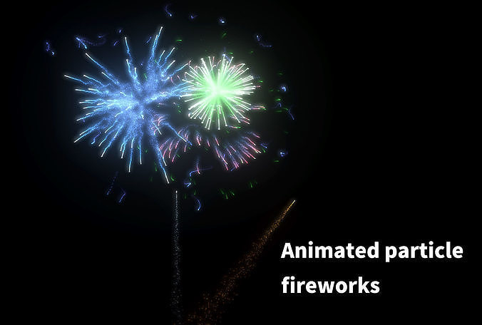 animated fireworks particles  3D model