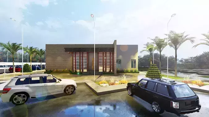 COMMERICAL OFFICE AND PARKING SPACE DEISGN 3D MODEL Low-poly 3D model