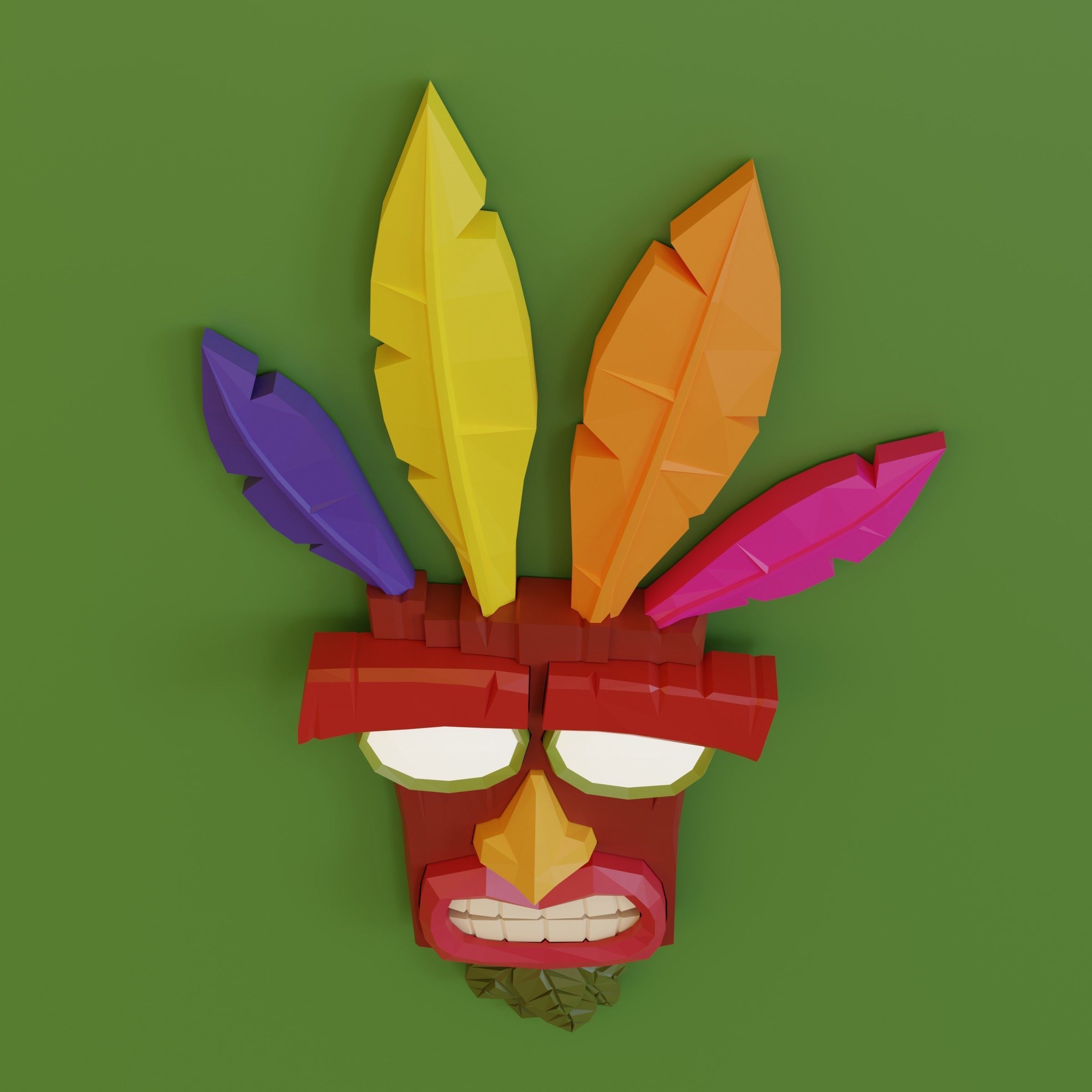 AKU AKU crash bandicoot mask for CNC routers and 3D printers 3D print model_2